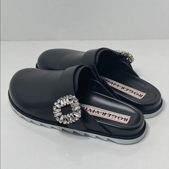 Roger Vivier Slidy Crystal-buckled Leather Backless Loafers size 37 - Picture 7 of 14